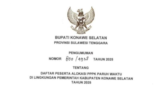 DOWNLOAD Nama-nama PPPK Paruh Waktu Konawe Selatan Sultra, Mencapai 4.404 Orang – Portal Kendari