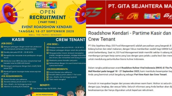 Loker Part Time di Kota Kendari Penempatan The Park, Rekrutmen Kasir dan Crew Tenant, Link Daftar – Portal Kendari