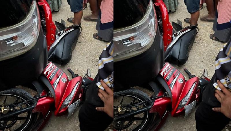 Pengendara Motor Ditabrak di Terminal Pasar Laino Raha Sulawesi Tenggara, Terjatuh hingga Terseret – Portal Kendari